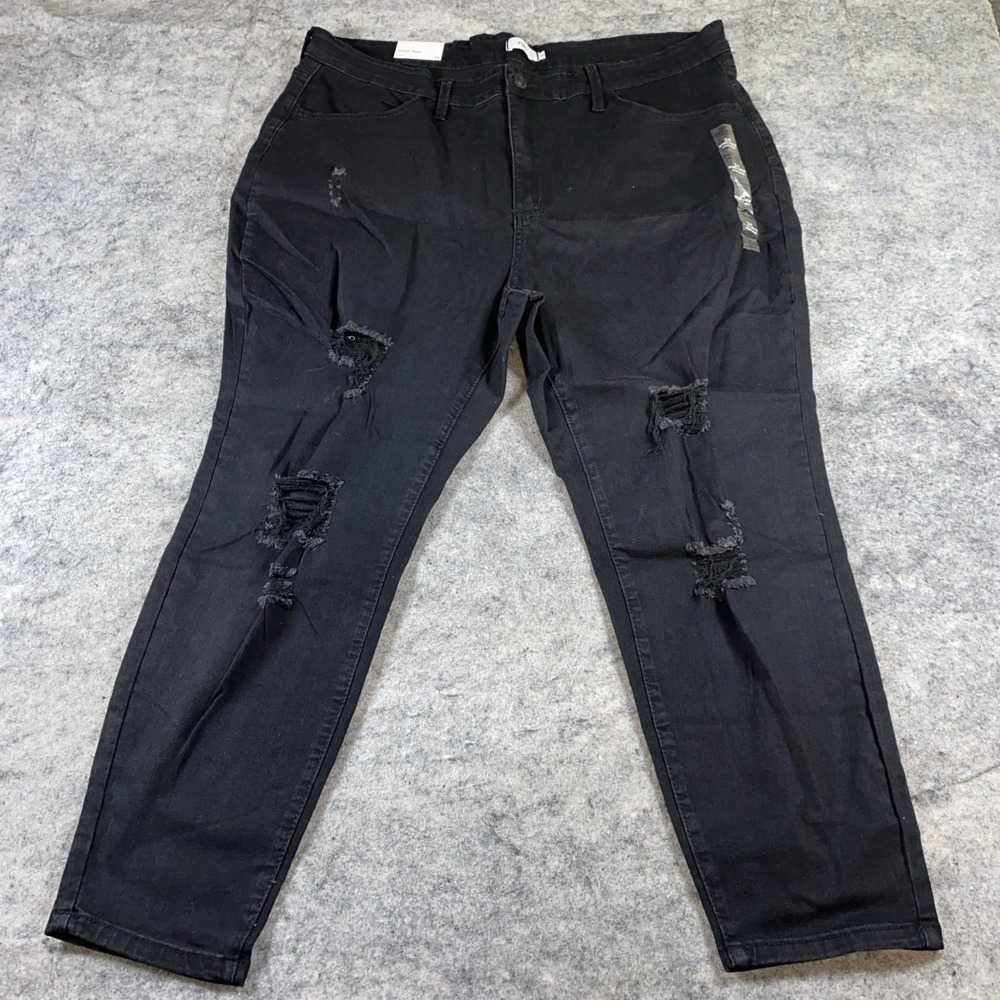 Rue‎ 21 Jeans Women's 24 Black Dark Wash Distressed High Rise Ultimate Stretch